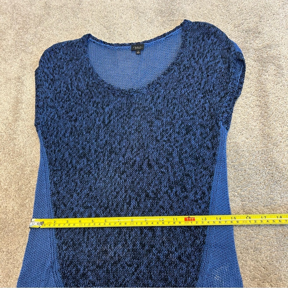 Aritzia T.Babaton blue black heathered knit short sleeve sweater linen silk Sz S - Picture 7 of 11